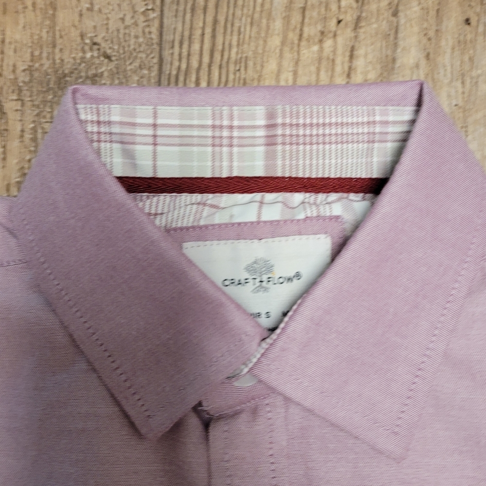 Craft + flow mens shirt button down light wash maroon M Only Left - Picture 4 of 6